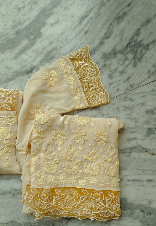 Vanilla Adaya Rose New Wedding Luxurious Collection Premium Silk Co-ord Set (Limited Edition)