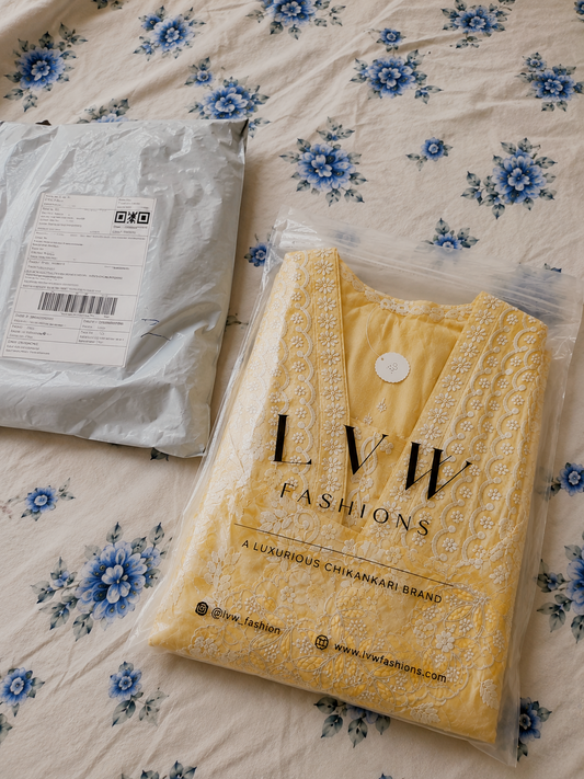Pure Handcrafted Designer Co-ord Set with Chikankari and golden work