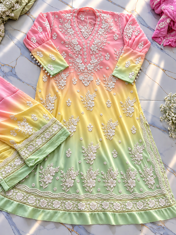 Candy crush Cuff sleeves Premium Mulmul Pure Handcrafted Chikankari