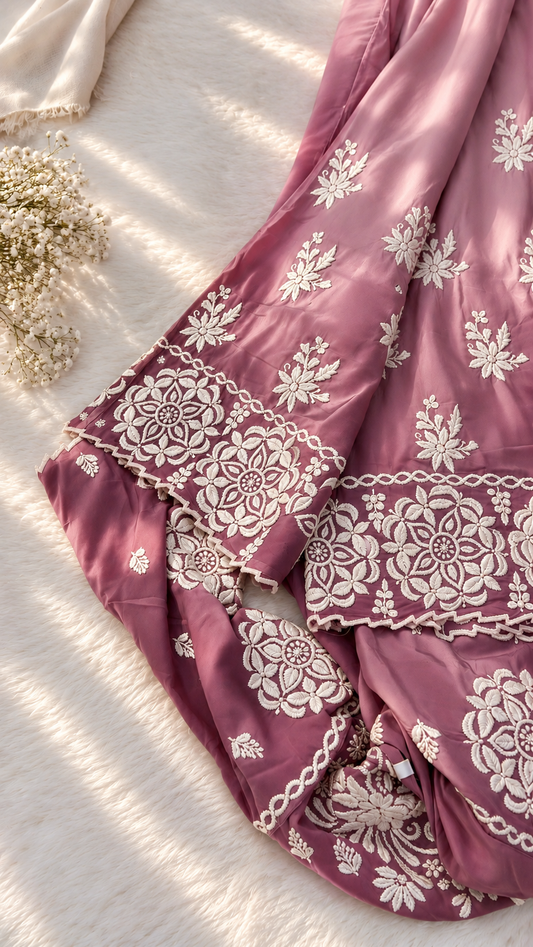Mauve Ombre 2.0 Azhel Co-ord Set With back And Sleeves Embroidery Special (One Creation)