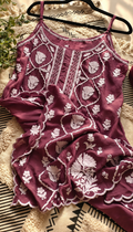 Elegant Tulip Premium Crepe Silk Kurti by LVW Fashions featuring intricate handcrafted Chikankari embroidery.
