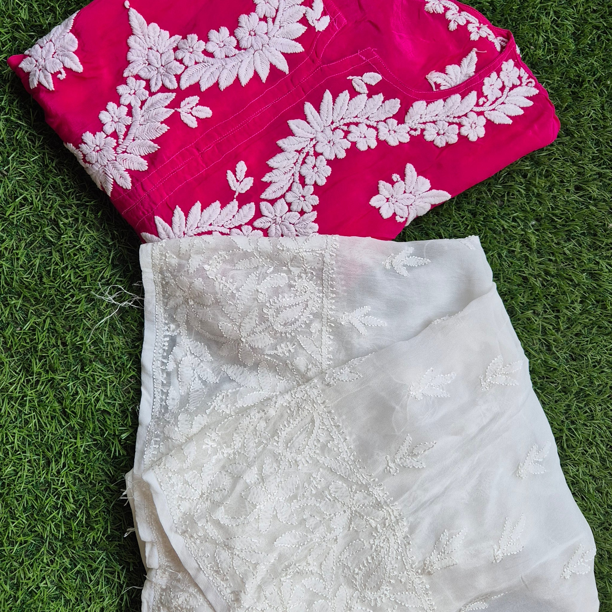 Adaya Premium Silk Chikankari Kurta with Resham Embroidery Plazzos (co-ord Set)