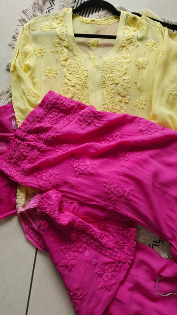 Murri motifs Premium Georgette luxurious Chikankari Long Kurta Heavy Embroidery with Light weight