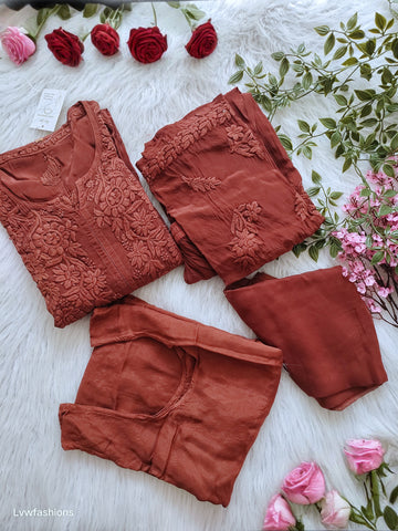 Hershey Silk Luxurious Chikankari Embroidery Kurta Set