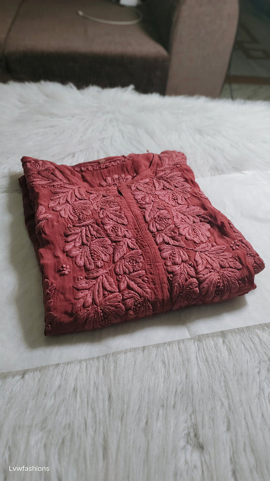 Hot Chocolate Handcrafted Premium  Chikankari Luxurious Long Kurta