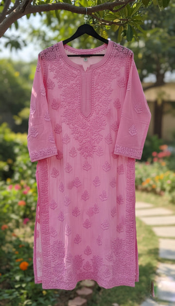 Chand Premium Silk Luxurious Chikankari Handcrafted kurti (5 times Dyeable)