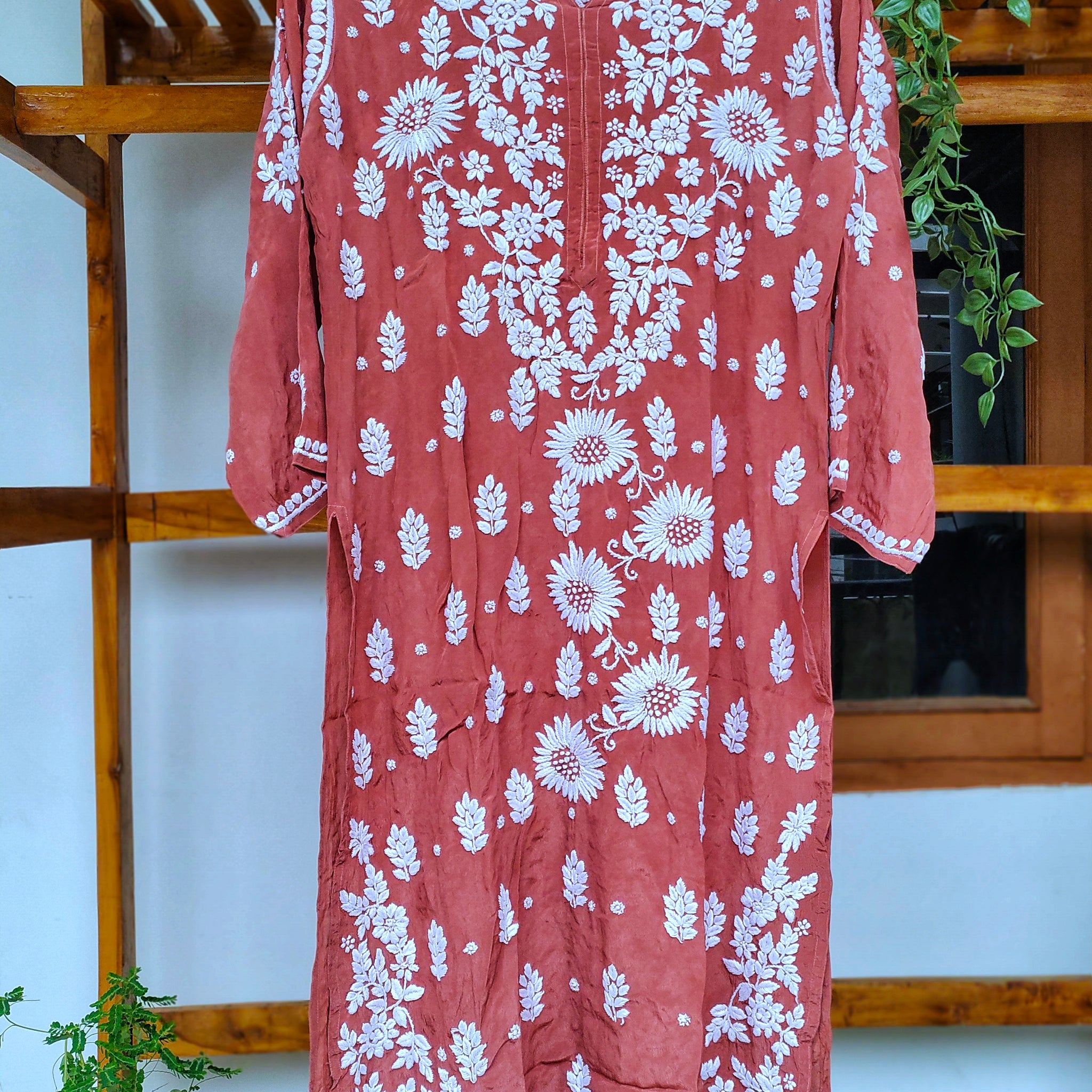 Plus size love Premium Silk Luxurious Look Chikankari Kurta