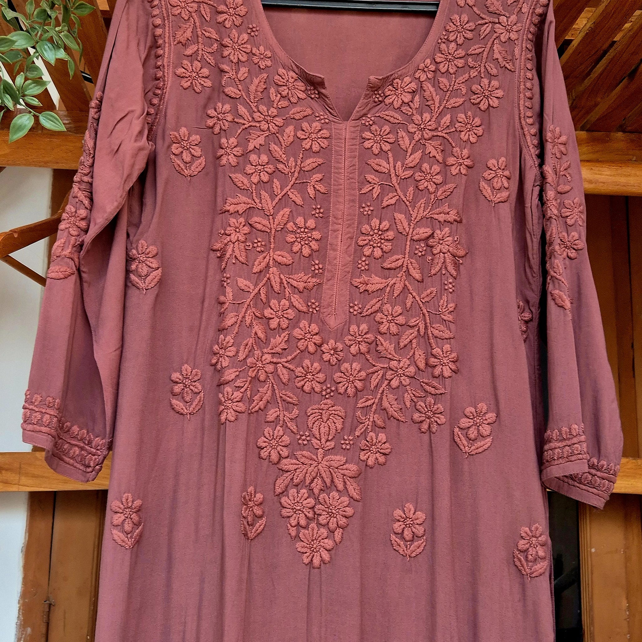 Deep ruby Premium Soft modal Cotton Chikankari kurti