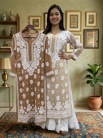 Meer Premium Georgette Soft Skin Breathing  Chikankari Kurta