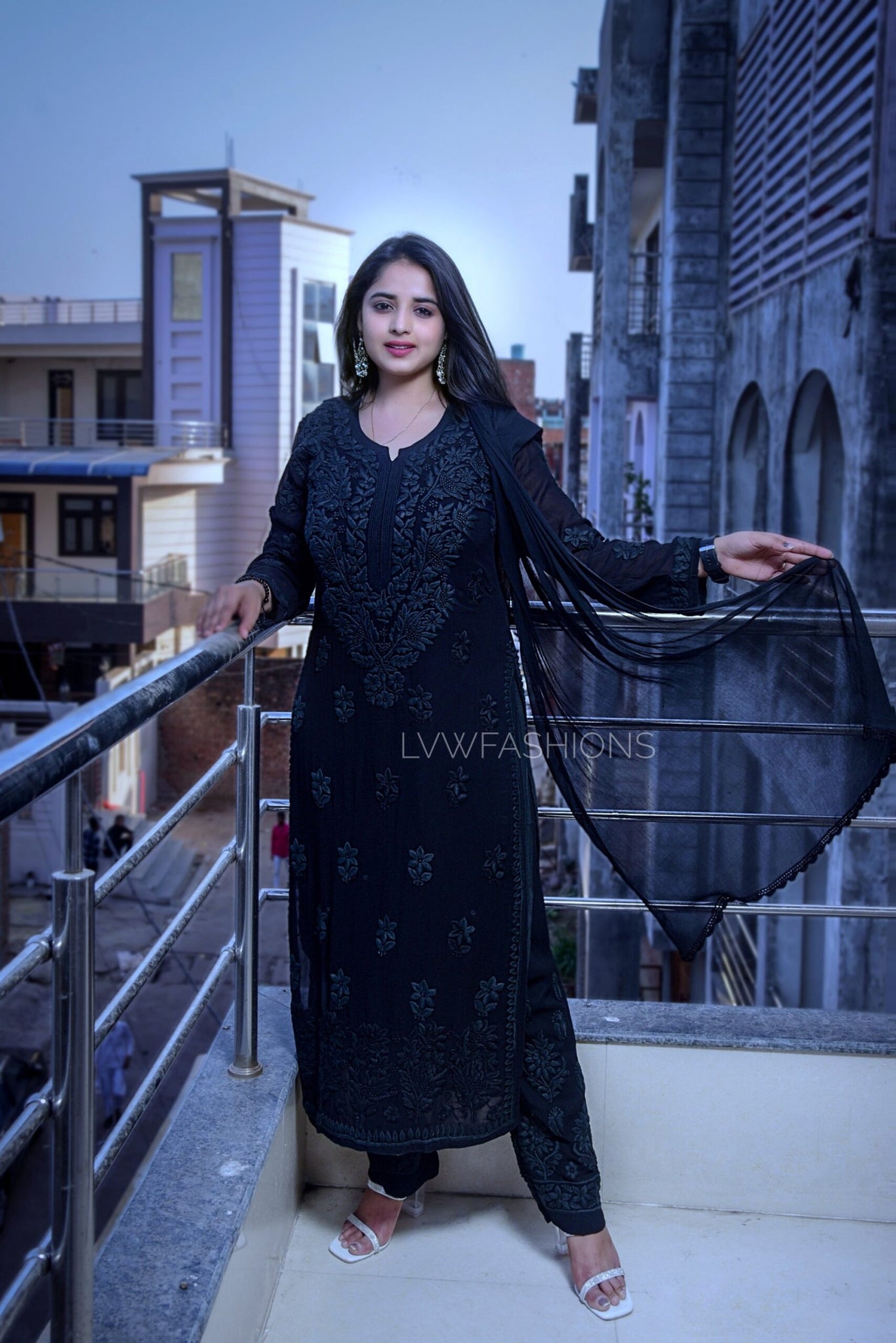 KAJAL' Premium Georgette Black Chikankari Kurta