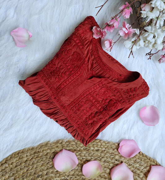 Pakizah Silk Chikankari Anarkali Dress