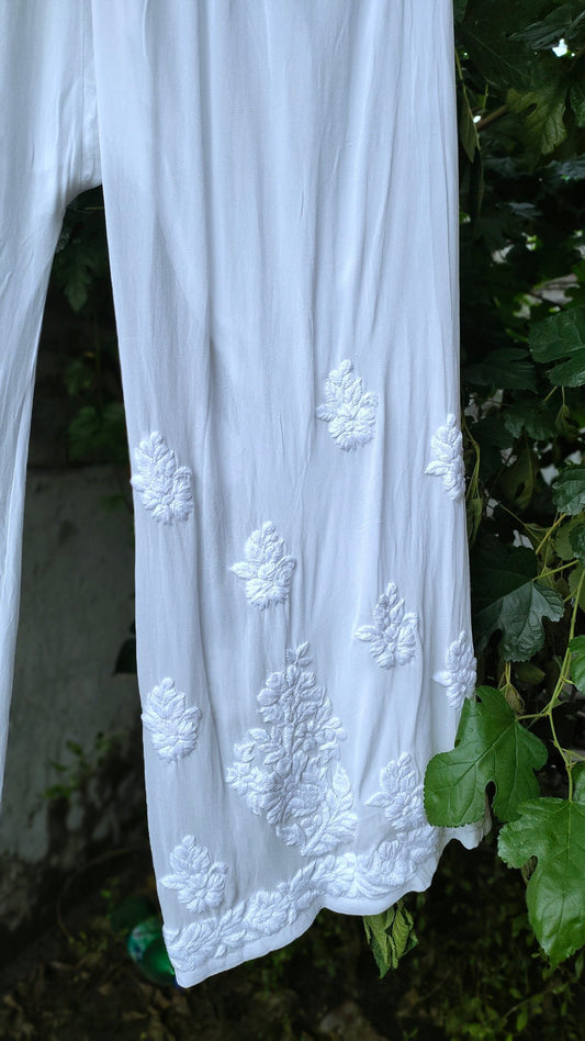 Premium Georgette Chikankari Plazzos Lining Attached (Free Size )