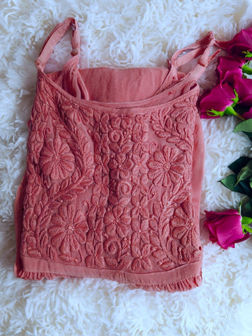 Tulip Brandy Shade Premium Georgette Gharara Chikankari Set