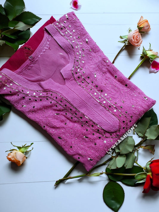 Mehak Premium Georgette Resham Embroidery Chikankari Kurta Set