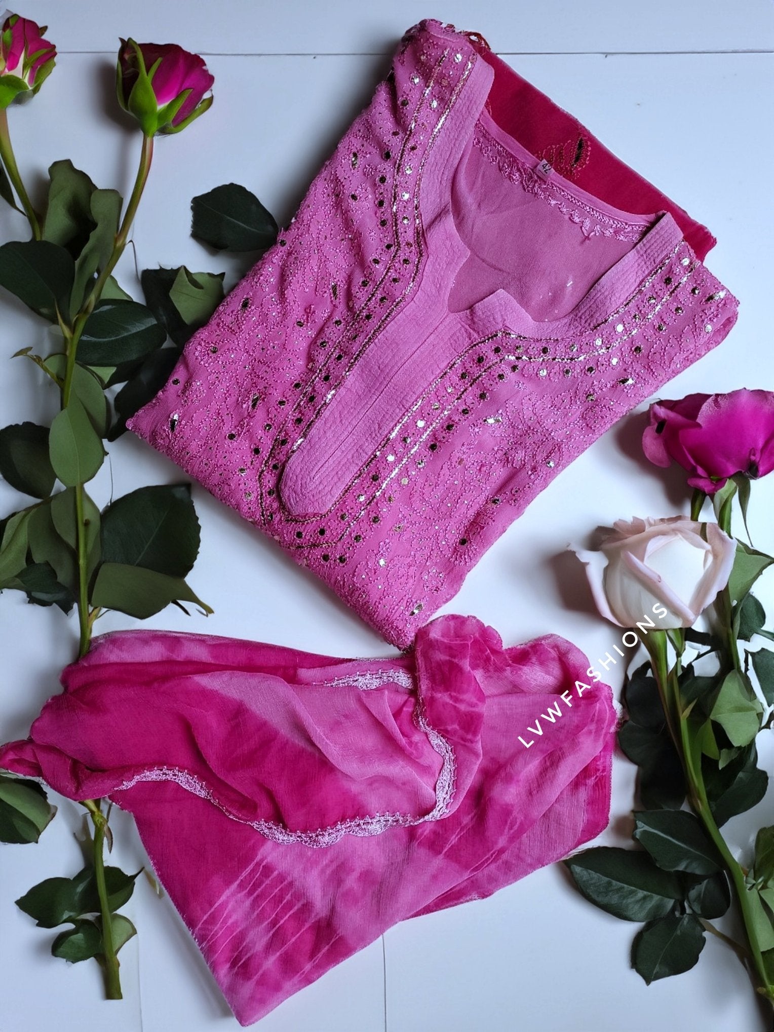 Mehak Premium Georgette Resham Embroidery Chikankari Kurta Set