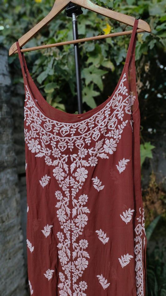 Hershey Kiss Premium Georgette Chikankari Tunic Kurta Set (Restock)