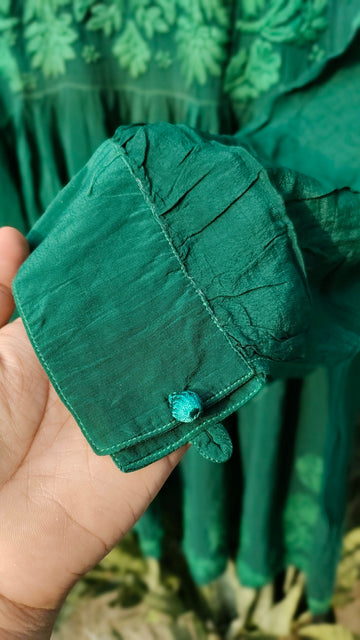 Afgaani Chikankari Tunic Pant Set Premium Silk
