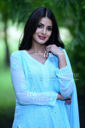 Sky Blue Premium Georgette Kurta