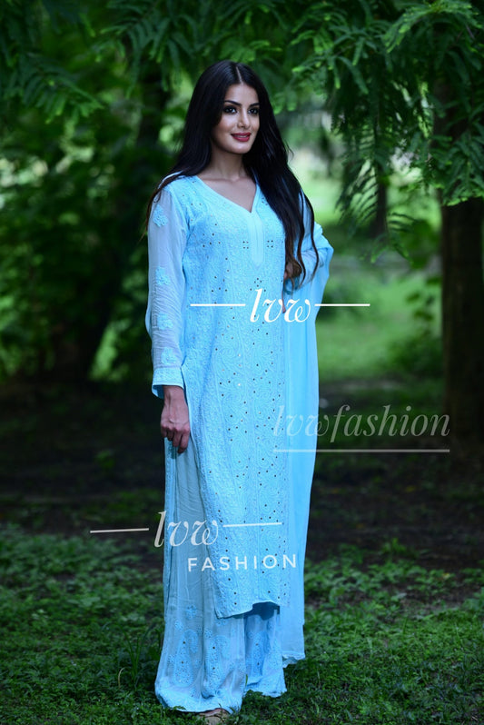 Sky Blue Premium Georgette Kurta