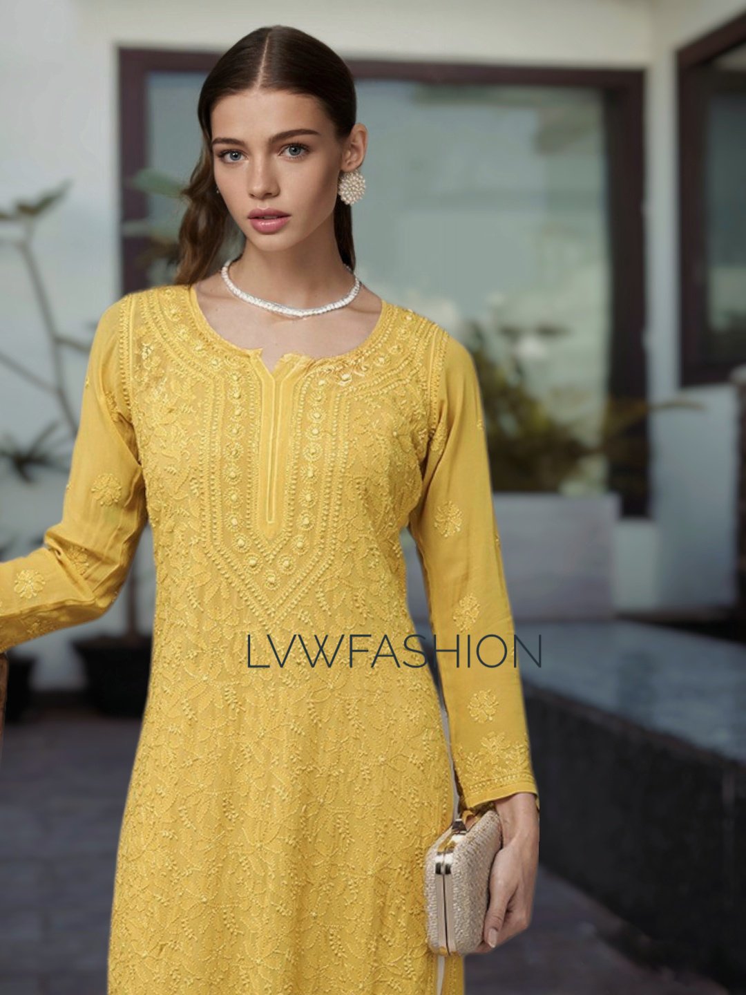 Turmeric Yellow Premium Georgette Long Kurta With Slip