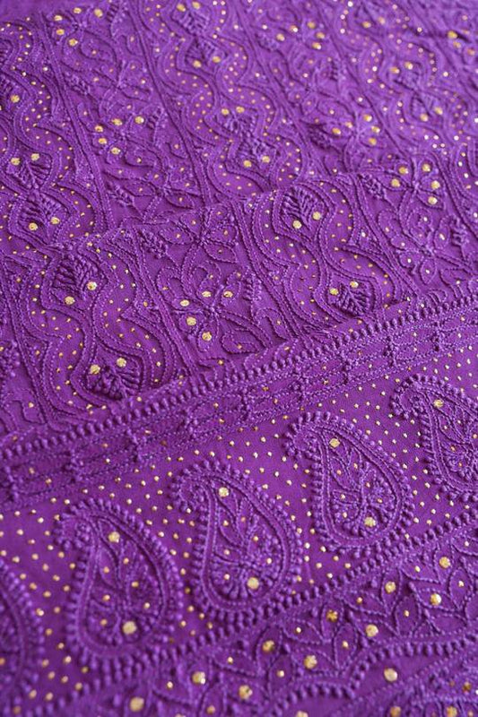 Premium Georgette Unstiched Suit chikankari & mukaish add on