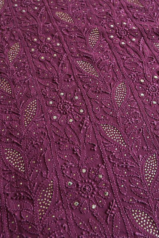 Ruhani Georgette Unstiched Suit chikankari & mukaish add on