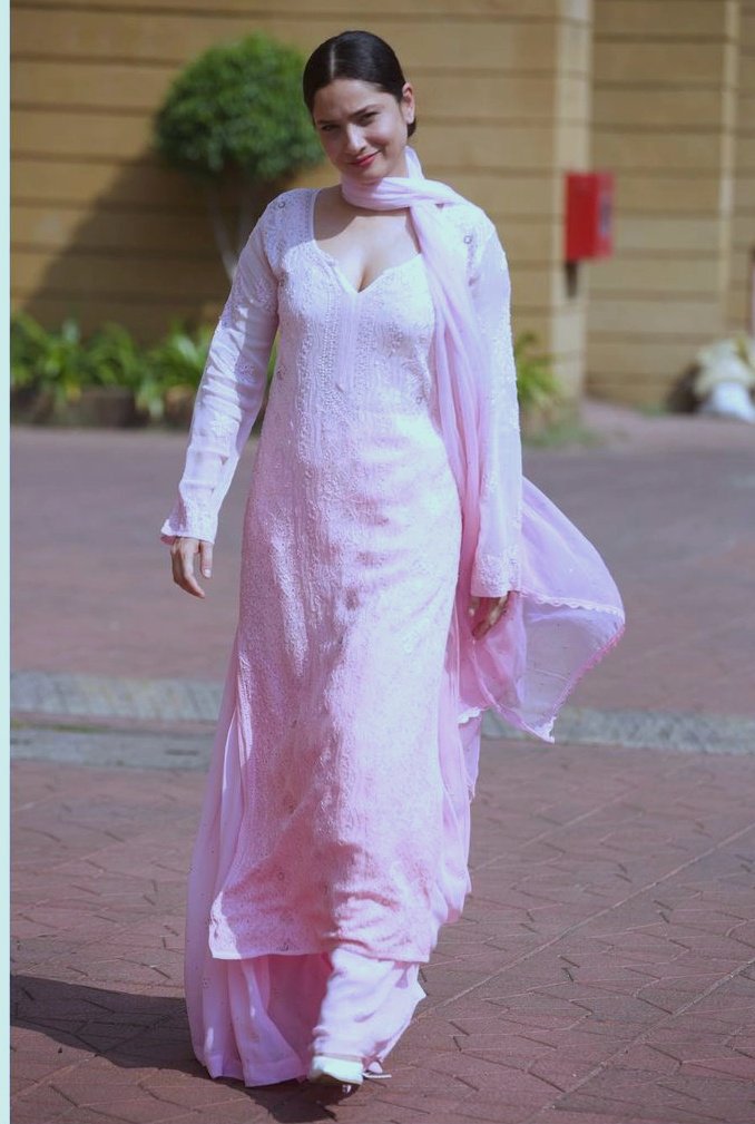 Celebrity Inspired Look Pink Gharara Set Premium Georgette