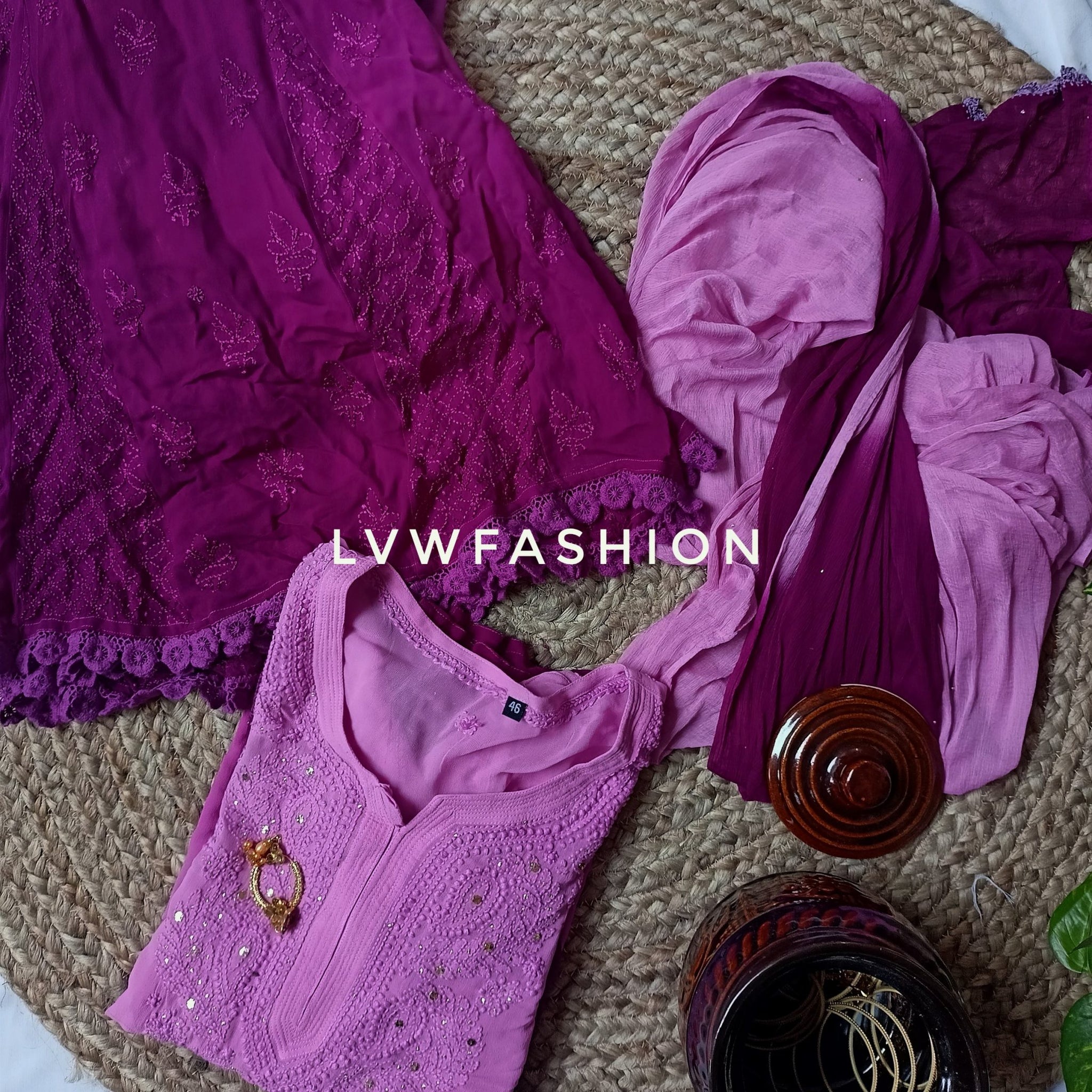 Premium Purple Ombre Dyed 3 Piece set