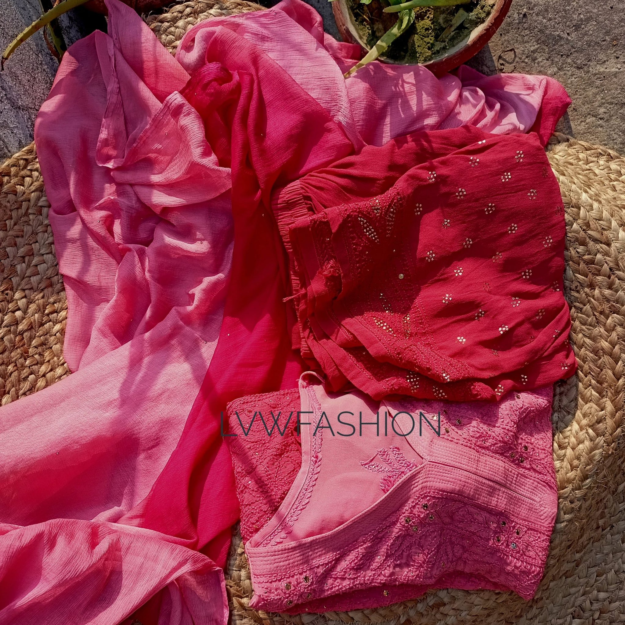Premium Georgette Ombre Dyed 3 Piece Set