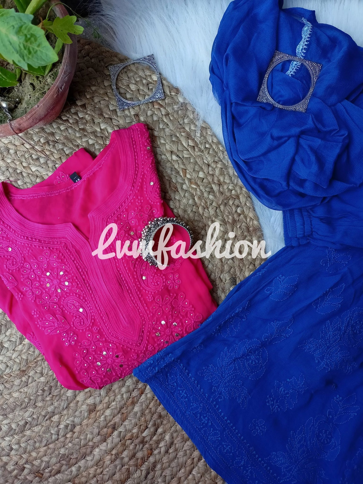 Premium Pink & Blue Contrast 3 Piece Set