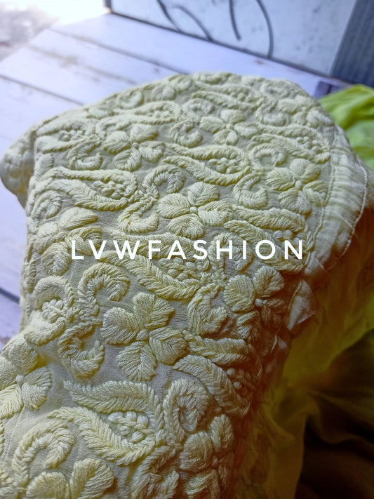 Beautiful Premium Georgette Green Ombre Straps Tunic