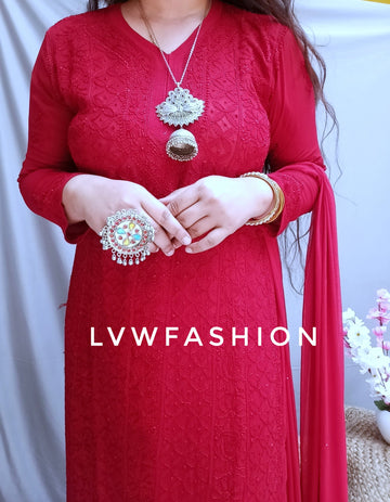 "MOH"Premium Georgette 3 piece set Resham Thread