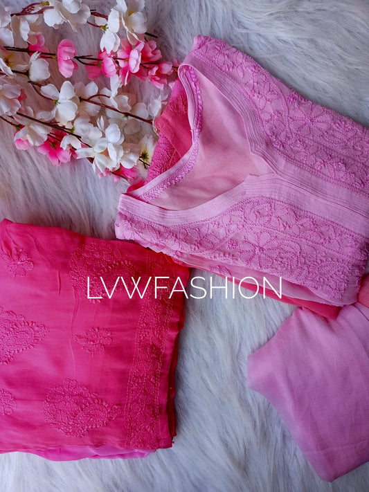 "Gulabi" Premium Georgette 3 piece Shaded Set