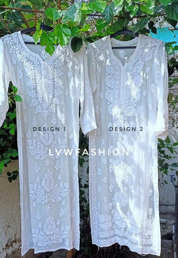 Adaya White Only Kurtas Available In Two Designs Premium Georgette