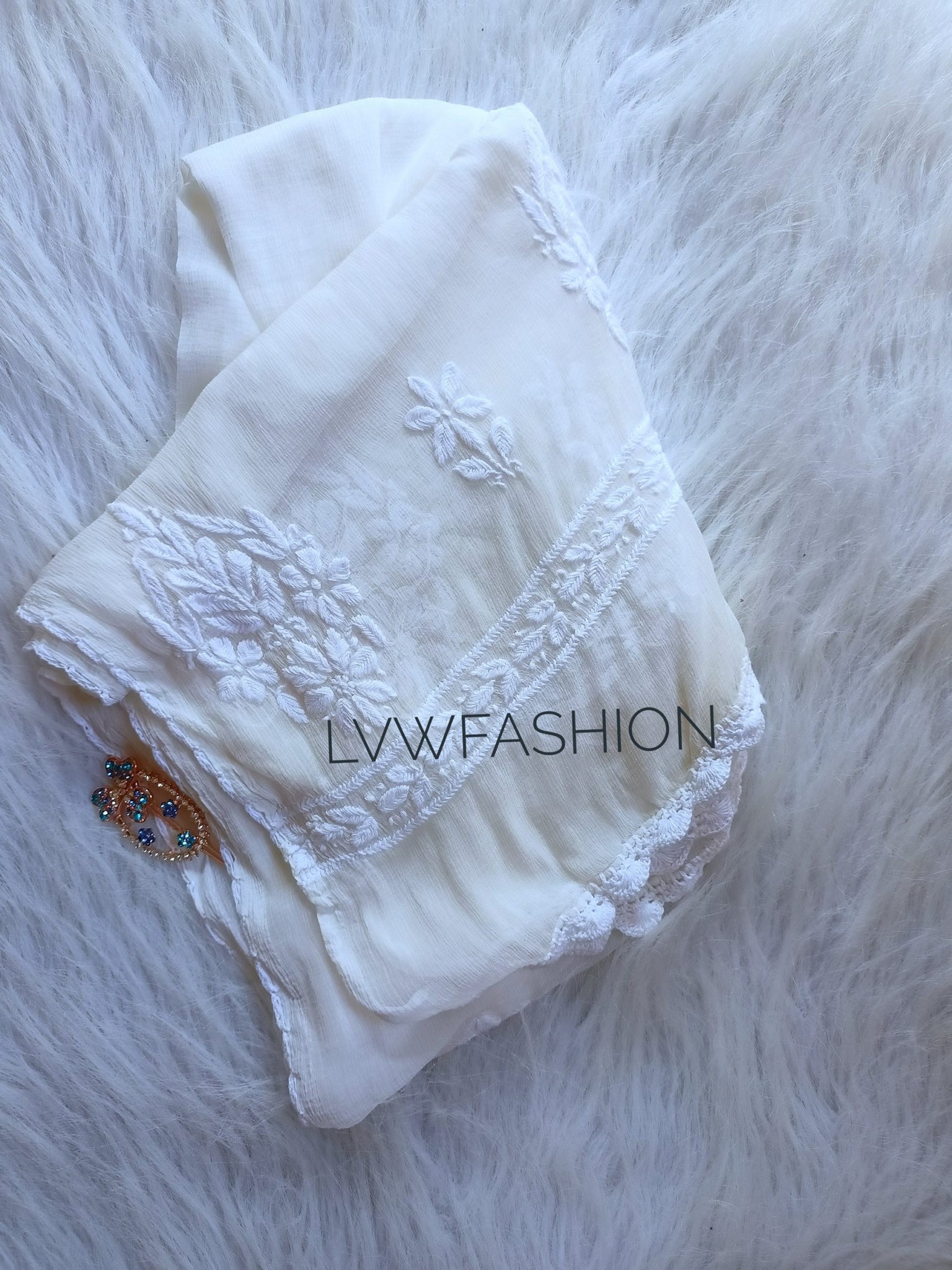 Adaya Duptta Premium Georgette 2.75 Meter Chikankari Duptta (Dyeble)