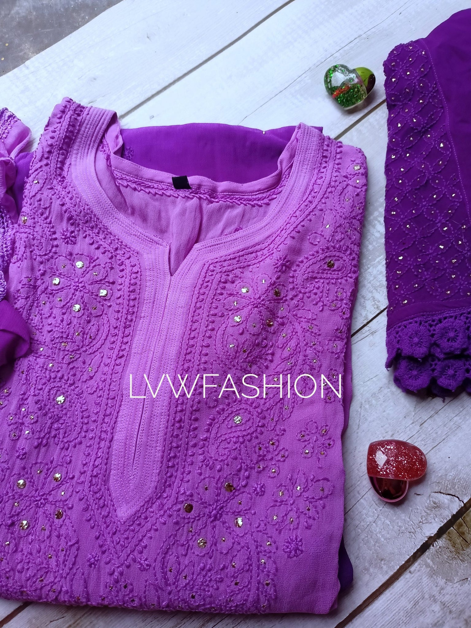 "Elif" Premium Georgette Long Ombre Kurta With Duptta