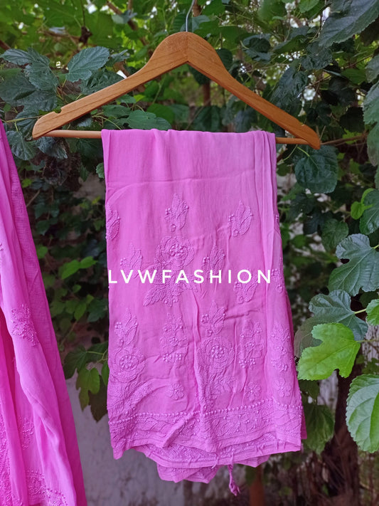 Pink Double Ombre Shade Premium Georgette 3 Piece Set