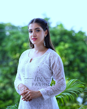 Premium White Georgette Kurta
inner Set