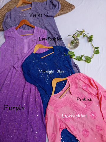Beautiful Premium Long KurTas 
with Chikankari and mukaish