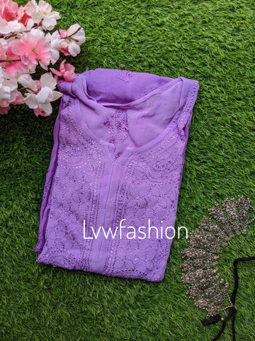 Lavender Plum Beautiful Premium Georgette Long Kurta