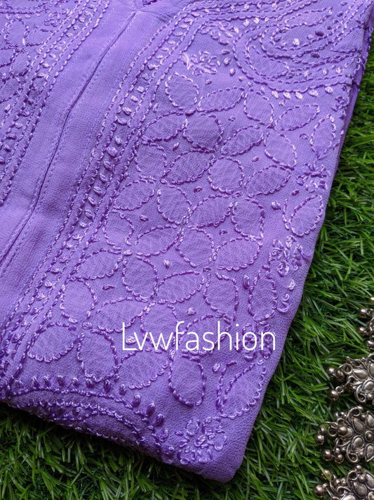 Lavender Plum Beautiful Premium Georgette Long Kurta