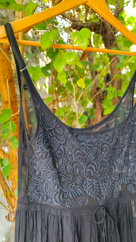 Beautiful Black Straps Tunic  Premium Georgette