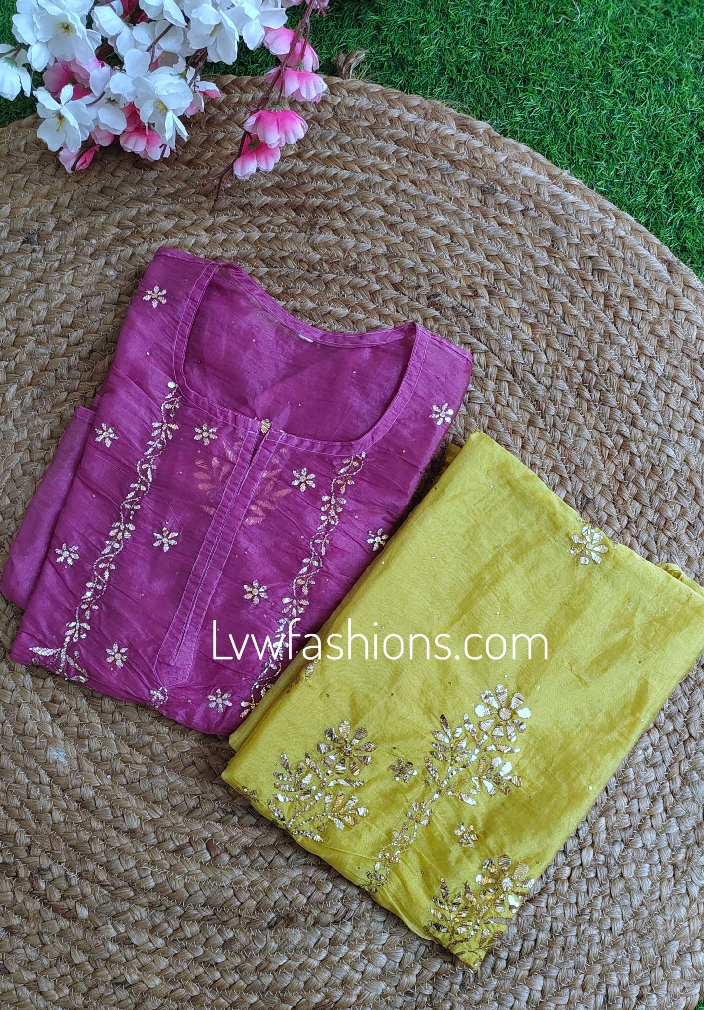 A L A R A Premium Organza Kurtas With Kamdani Pitta Embroidery