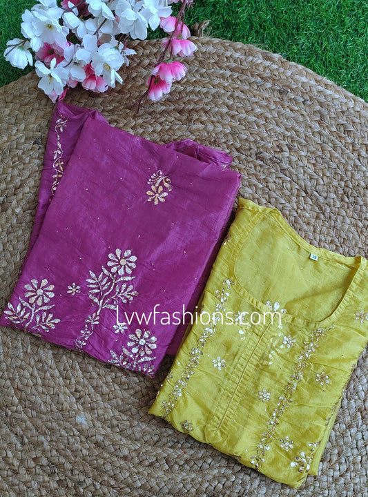 A L A R A Premium Organza Kurtas With Kamdani Pitta Embroidery