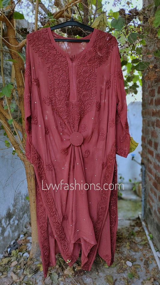 Beautiful Oversized  Brownie Kurta Premium Georgette