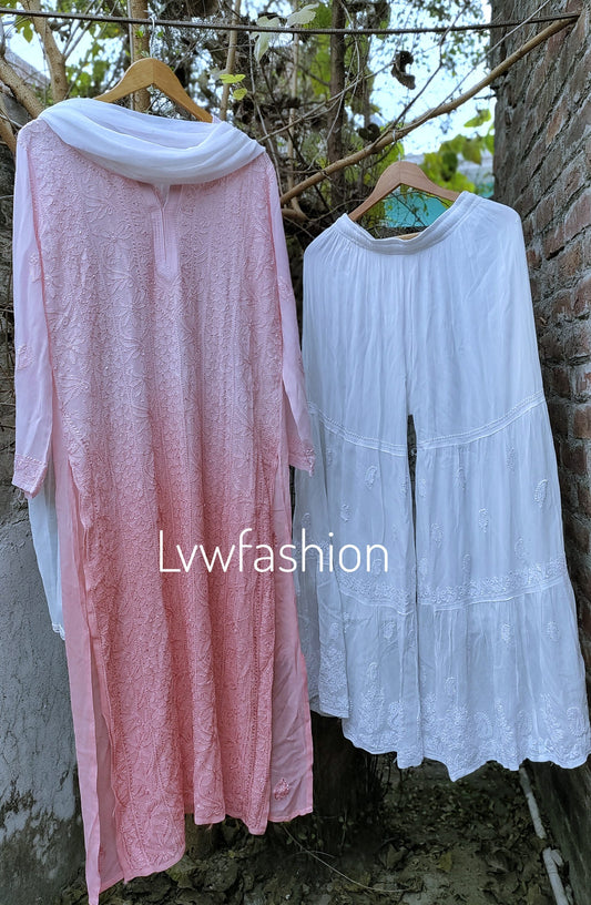 Peaches Premium Georgette Gharara 3 Piece Set