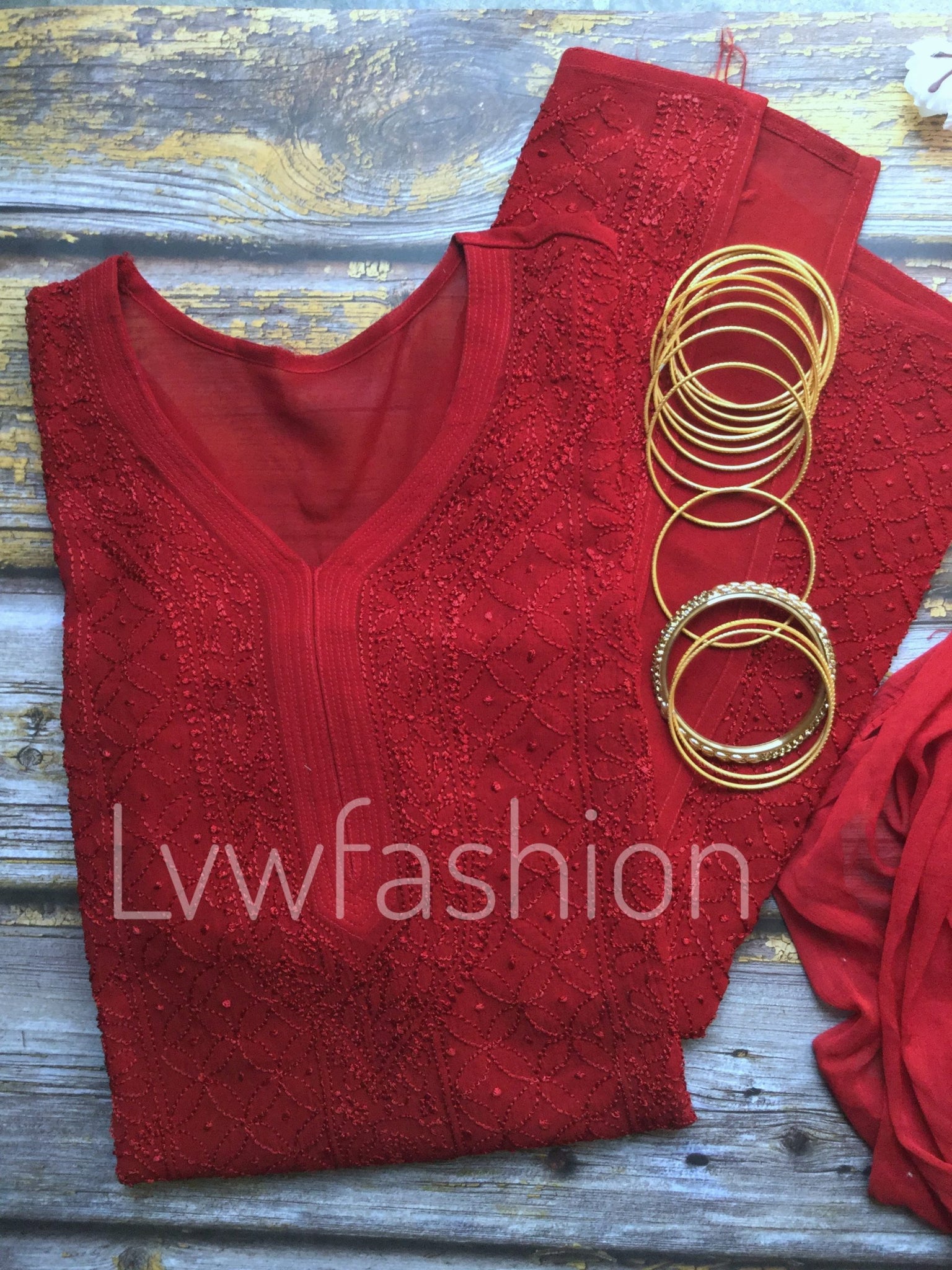 "MOH" Premium Georgette Resham Thread Kurta With Slip
