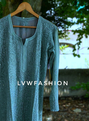 Premium Georgette Kurtas  Mukaish Add On inner include