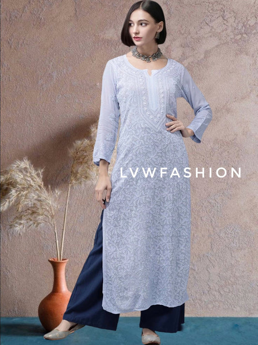 Beautiful Ink Blue Premium Georgette Kurta with Slip