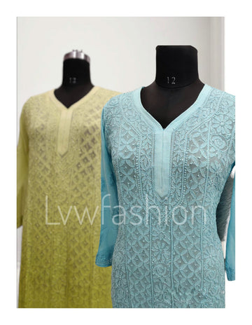 "Resham" Thread Premium Georgette Kurtas With Slip